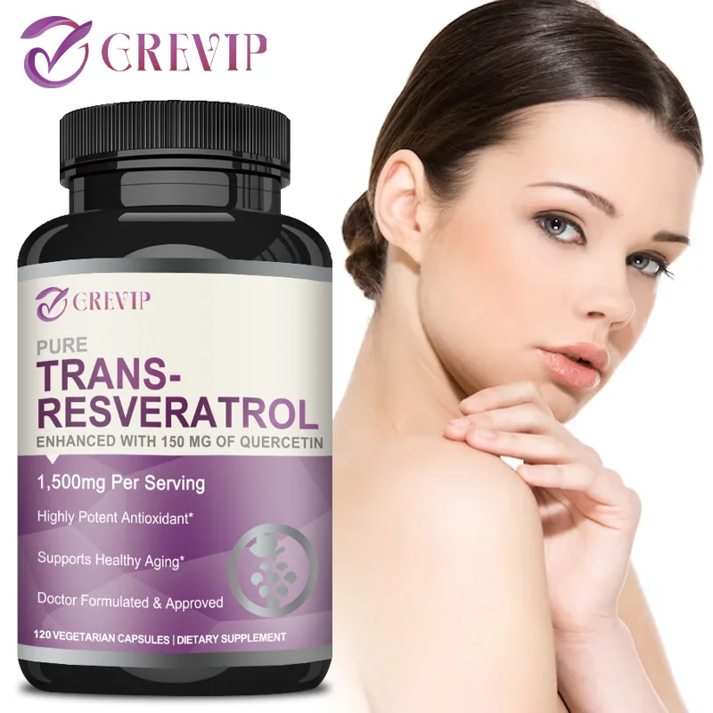 Resveratrol Capsule Anti Aging - Trans-Resveratrol 1500mg - Potent Antioxidants, Promotes