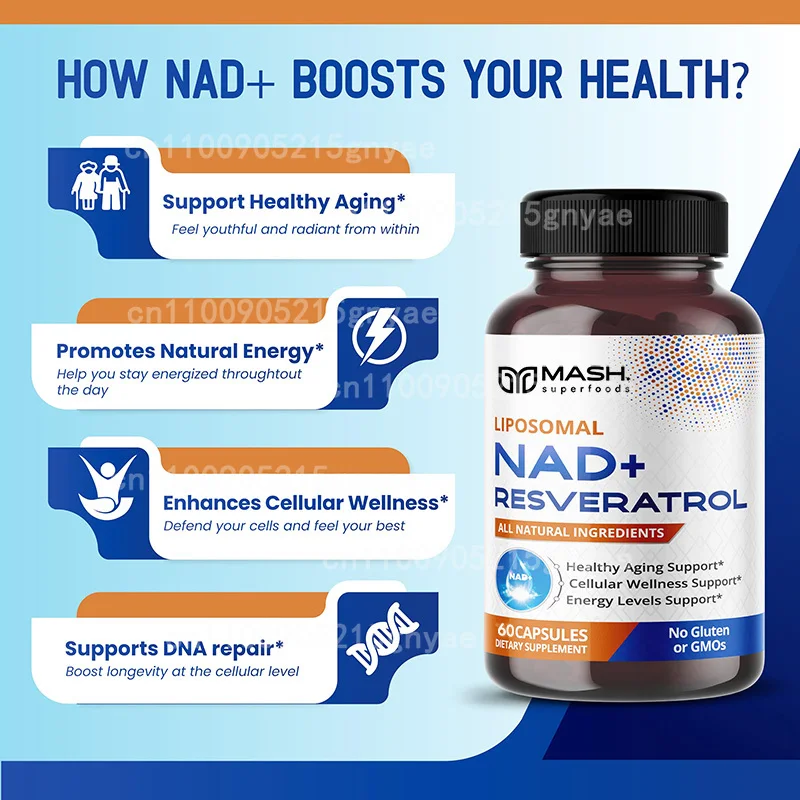 900mg NAD+ Supplement: Nicotin - Resveratrol Capsule Anti Aging recension och pris