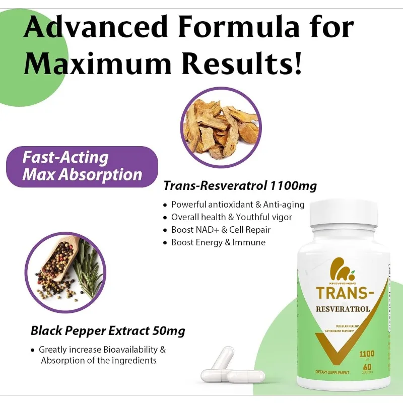 99% Resveratrol 1100mg Antioxi - Resveratrol Capsule Anti Aging recension och pris