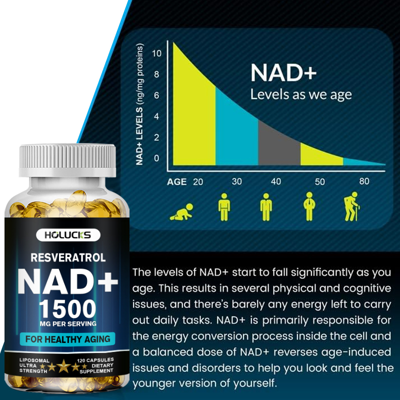 HOLUCKS NAD+ Capsules, with NA - Resveratrol Capsule Anti Aging recension och pris