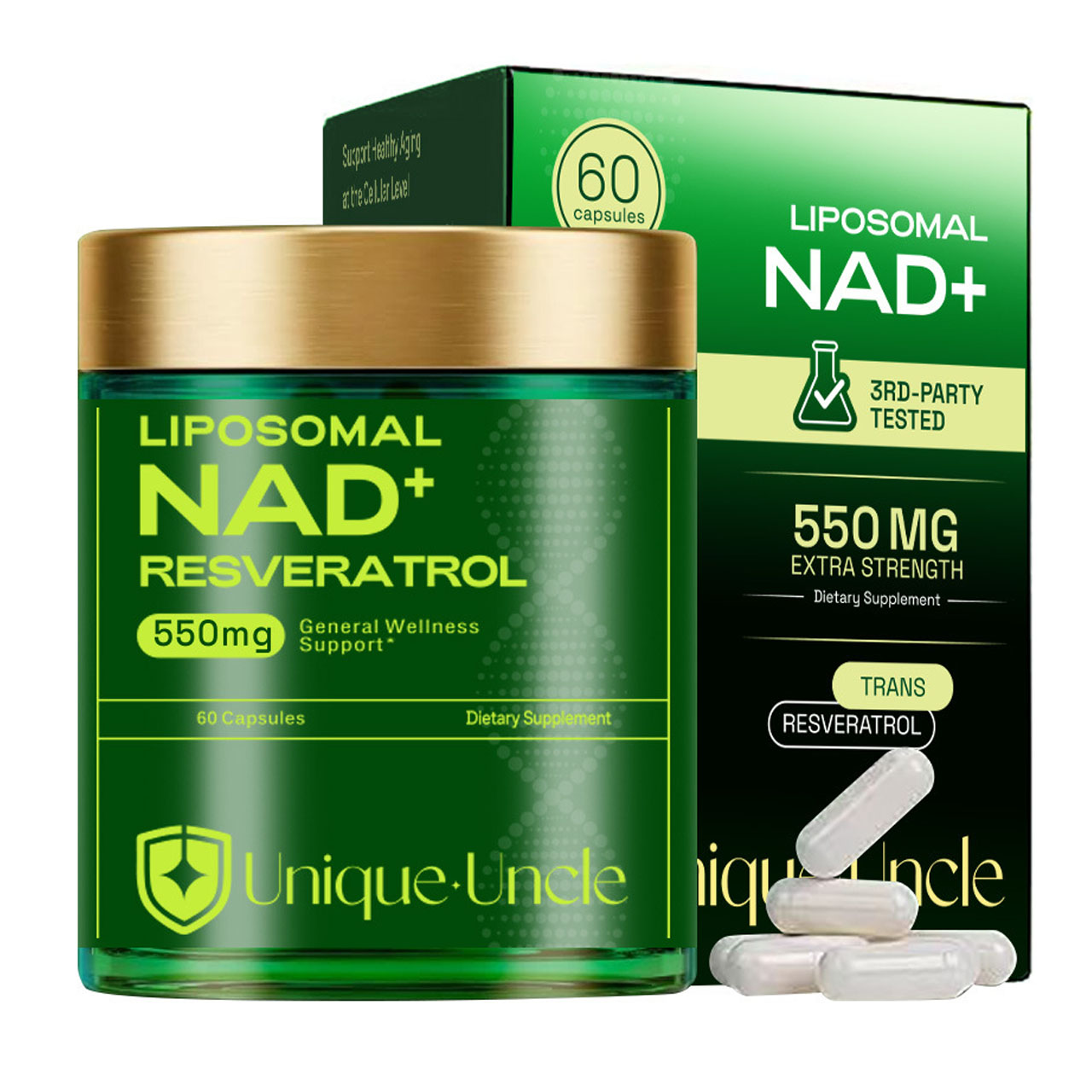 Liposomal NAD+ Supplement 550m - Resveratrol Capsule Anti Aging recension och pris